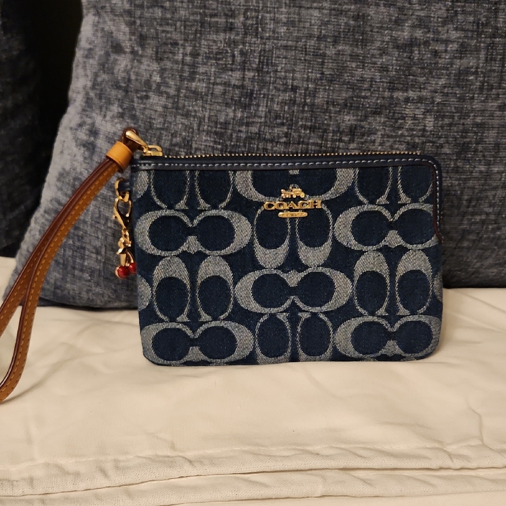 Coach Denim Blue Signature Wristlet